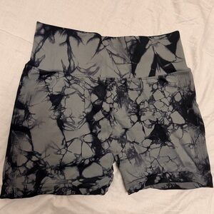 Black and Gray Tie-Dye Shorts
